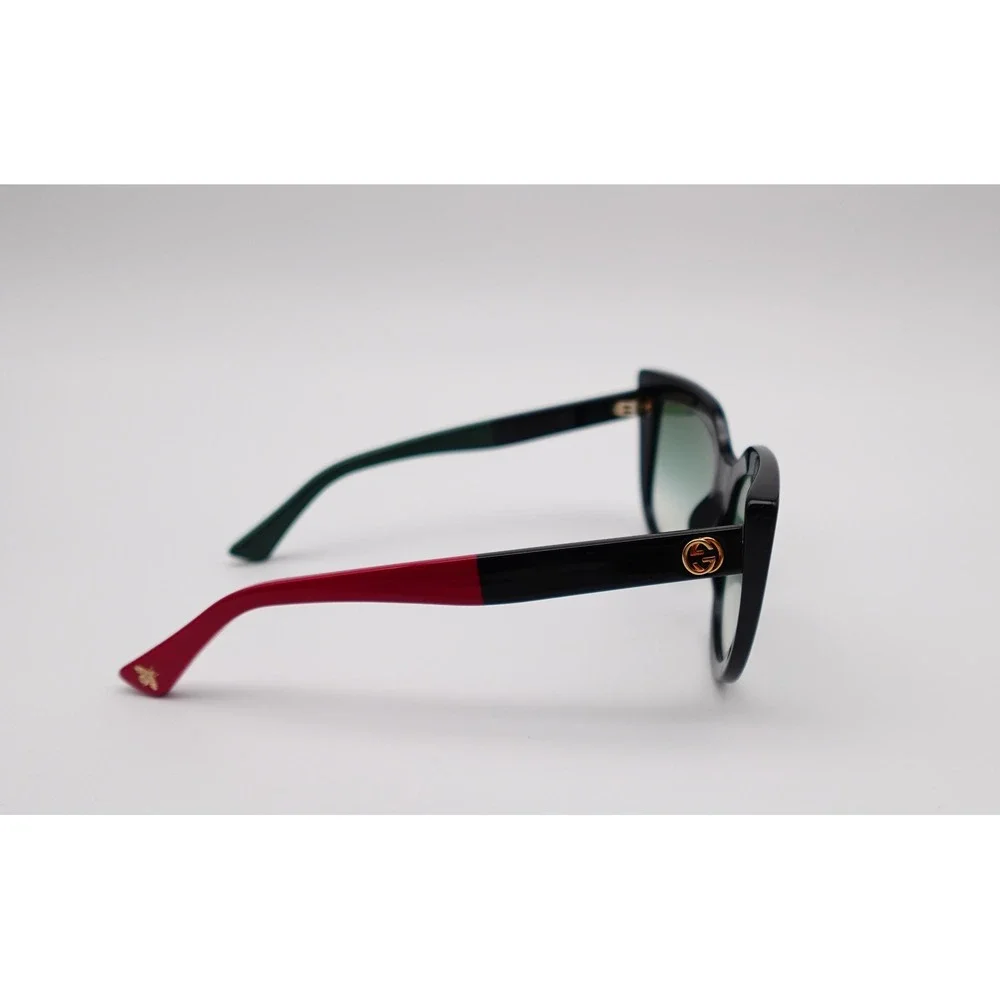 Gucci GG0164SN 003 Cat Eye Sunglasses Black Green Red Web with Case Bee Logo